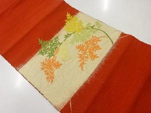 アンティーク　手織り紬枝葉模様織出し名古屋帯